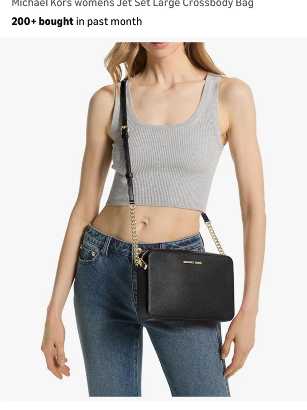MICHAEL KORS JET SET ITEM EAST WEST SHOULDER CROSSBODY BAG BLACk CHAIN NWT